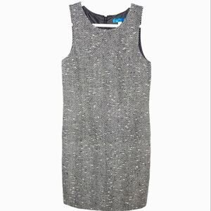 Pim + Larkin Tweed Lady Chevron Knit Preppy Classic Sleeveless Shift Dress SM‎
